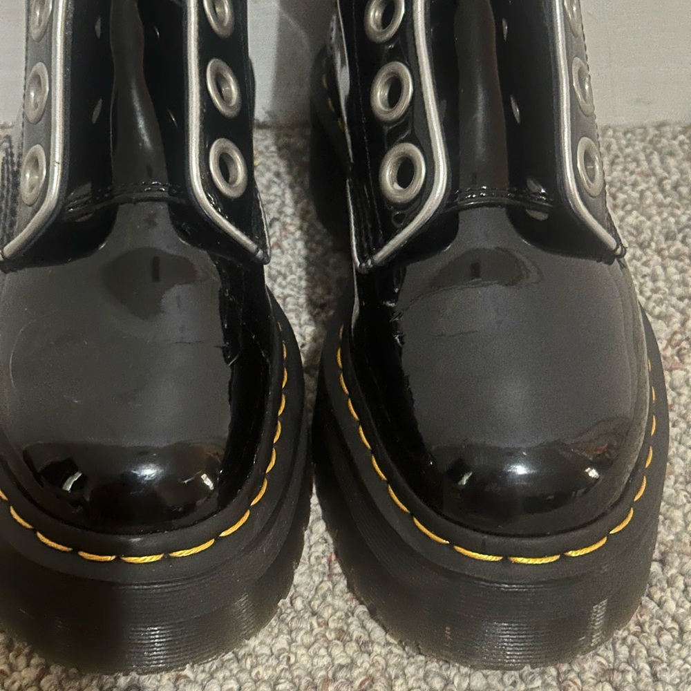 Black Patent Leather Boots.  Price is flexible!!! These gotta go ! Send offers